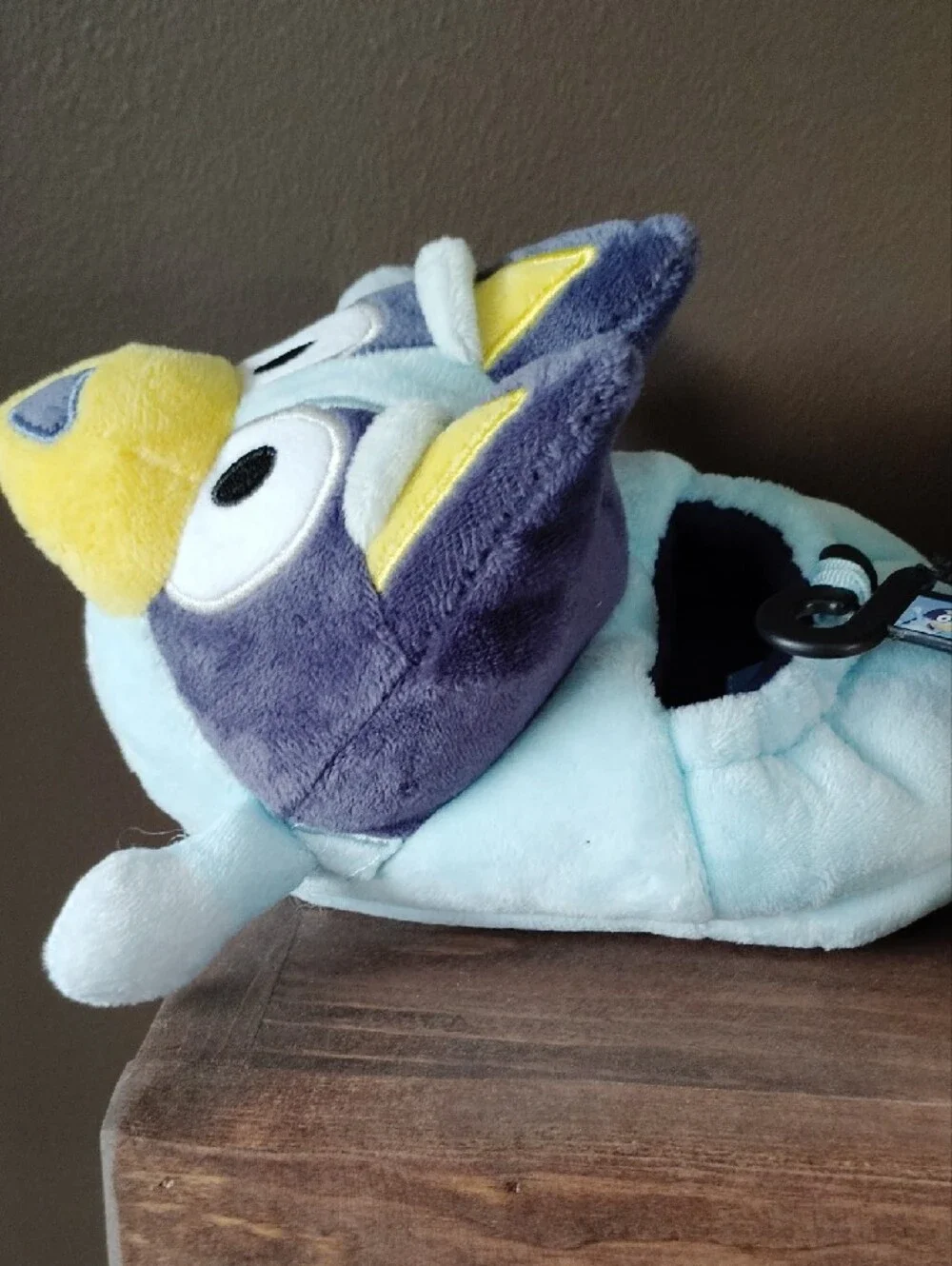 Kids Plush Character Slippers - Blue & Peach